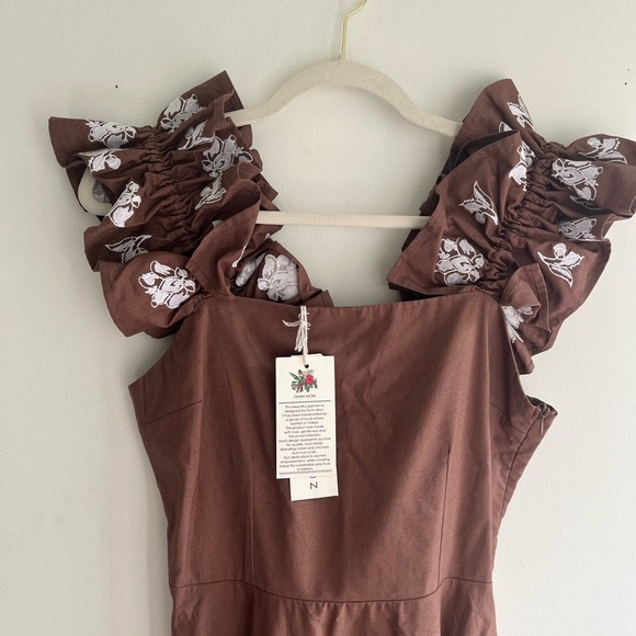 NWT! FANM MON Alanya Floral Embroidered Midi Dress Size Small - Picture 6 of 8